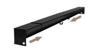 Push adjustable valance extensions all the way inside the central valance to make whole valance its minimum width (31.5 inches).